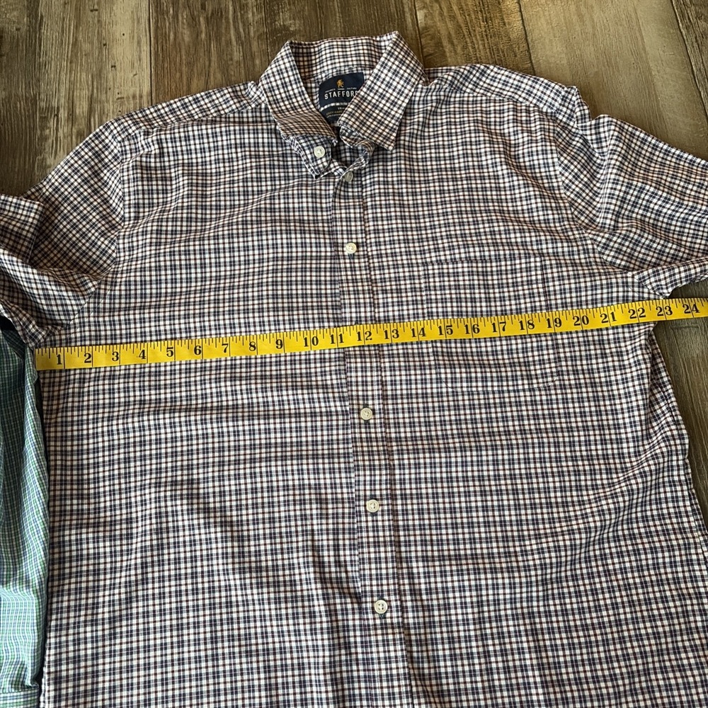 Lot of 2 Stafford Travel Easy-Care Long Sleeve Button Up‎ Plaid Men's 16.5 32/33 - Picture 7 of 11